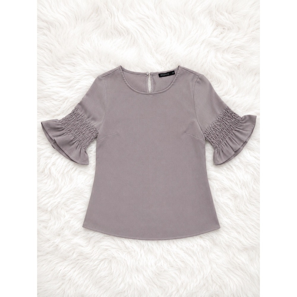 Mikarose NWT Lavender Blouse XS Ruffle Sleeve Boutique Top Modest Chic Boho - Picture 1 of 3